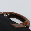 PRADA Hand Bag Nylon Leather Black Silver Auth 166695-8