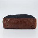 PRADA Hand Bag Nylon Leather Black Silver Auth 166695-5