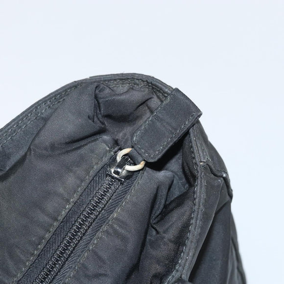 PRADA Tote Bag Nylon Black Silver Auth 166698