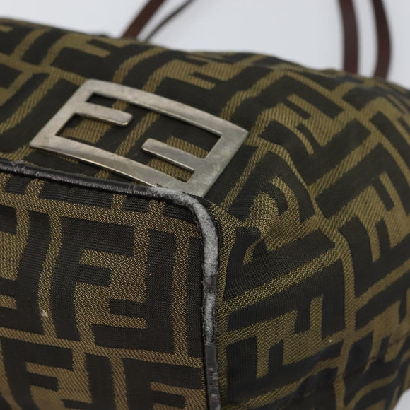 FENDI Zucca Canvas Tote Bag Black Brown Auth 166699