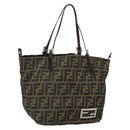 FENDI Zucca Canvas Tote Bag Black Brown Auth 166699-1