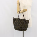 FENDI Zucca Canvas Tote Bag Black Brown Auth 166699-23