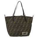 FENDI Zucca Canvas Tote Bag Black Brown Auth 166699-13