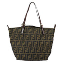 FENDI Zucca Canvas Tote Bag Black Brown Auth 166699-2