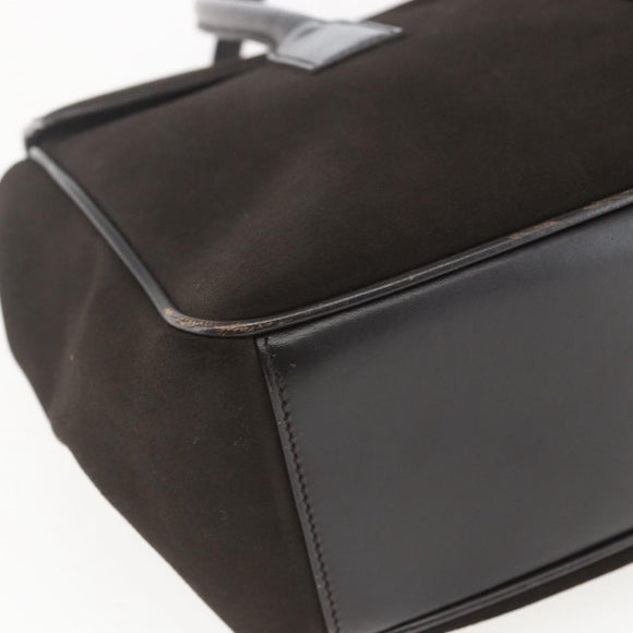 GUCCI Hand Bag Suede Brown Silver 000 0844 Auth 166700