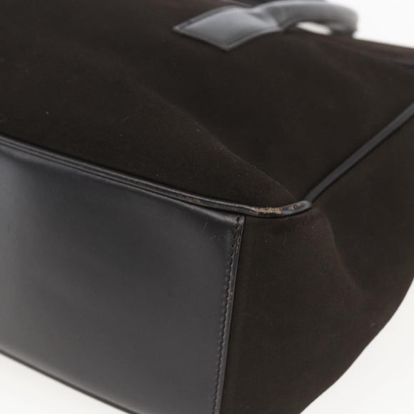 GUCCI Hand Bag Suede Brown Silver 000 0844 Auth 166700