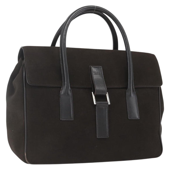 GUCCI Hand Bag Suede Brown Silver 000 0844 Auth 166700