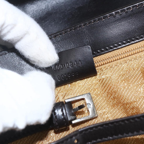 GUCCI Hand Bag Suede Brown Silver 000 0844 Auth 166700