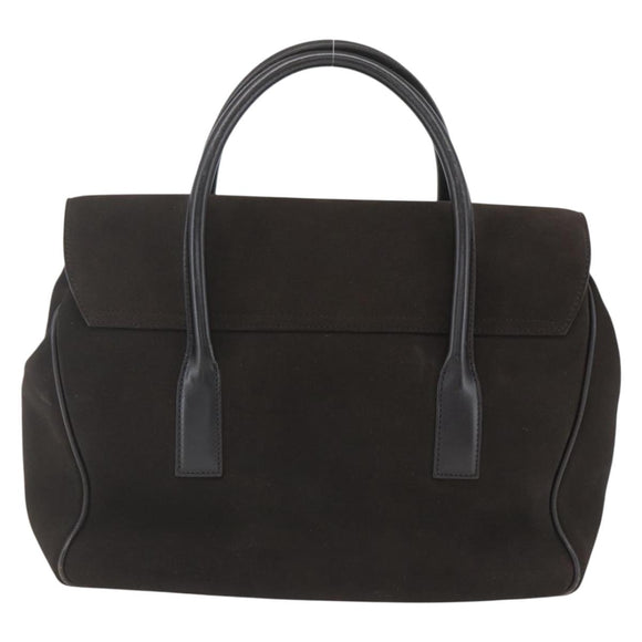 GUCCI Hand Bag Suede Brown Silver 000 0844 Auth 166700