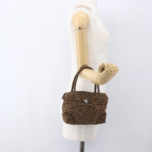 BOTTEGA VENETA Hand Bag Nylon Brown Auth 166702