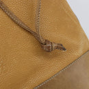 LOEWE Anagram Shoulder Bag Leather Beige Gold Auth 166704-11