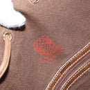 LOEWE Anagram Shoulder Bag Leather Beige Gold Auth 166704-18