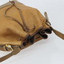 LOEWE Anagram Shoulder Bag Leather Beige Gold Auth 166704-6