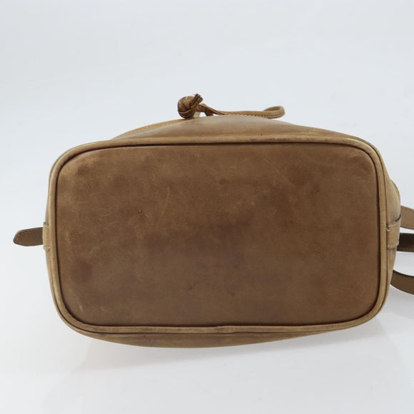 LOEWE Anagram Shoulder Bag Leather Beige Gold Auth 166704