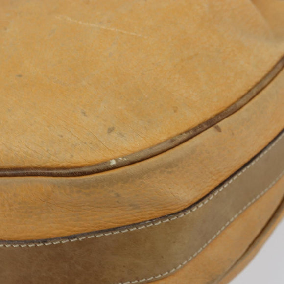 LOEWE Anagram Shoulder Bag Leather Beige Gold Auth 166705