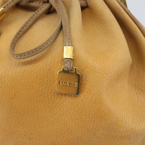 LOEWE Anagram Shoulder Bag Leather Beige Gold Auth 166705