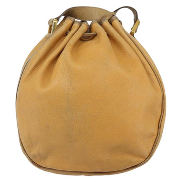 LOEWE Anagram Shoulder Bag Leather Beige Gold Auth 166705 - 0