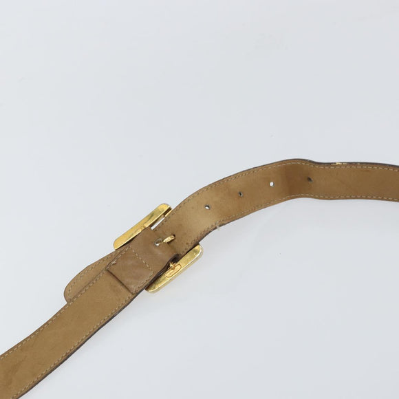 LOEWE Anagram Shoulder Bag Leather Beige Gold Auth 166705