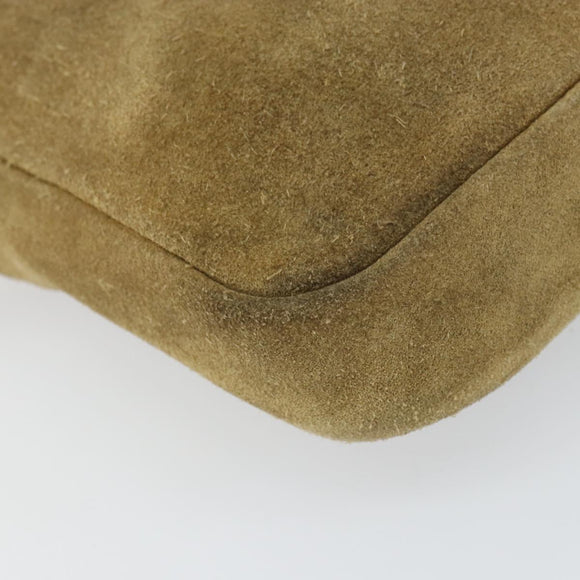 LOEWE Anagram Shoulder Bag Suede Beige Gold Auth 166706