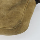 LOEWE Anagram Shoulder Bag Suede Beige Gold Auth 166706-15