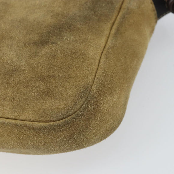 LOEWE Anagram Shoulder Bag Suede Beige Gold Auth 166706