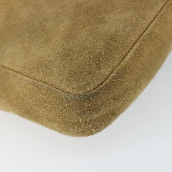 LOEWE Anagram Shoulder Bag Suede Beige Gold Auth 166706