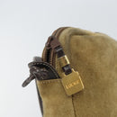 LOEWE Anagram Shoulder Bag Suede Beige Gold Auth 166706-10