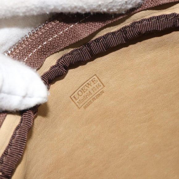 LOEWE Anagram Shoulder Bag Suede Beige Gold Auth 166706