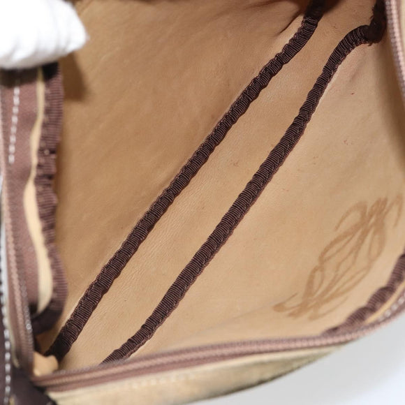 LOEWE Anagram Shoulder Bag Suede Beige Gold Auth 166706