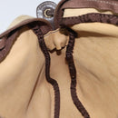 LOEWE Anagram Shoulder Bag Suede Beige Gold Auth 166706-18