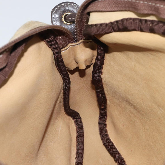 LOEWE Anagram Shoulder Bag Suede Beige Gold Auth 166706