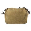 LOEWE Anagram Shoulder Bag Suede Beige Gold Auth 166706-2