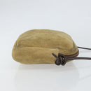 LOEWE Anagram Shoulder Bag Suede Beige Gold Auth 166706-3