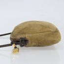 LOEWE Anagram Shoulder Bag Suede Beige Gold Auth 166706-4