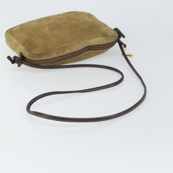 LOEWE Anagram Shoulder Bag Suede Beige Gold Auth 166706