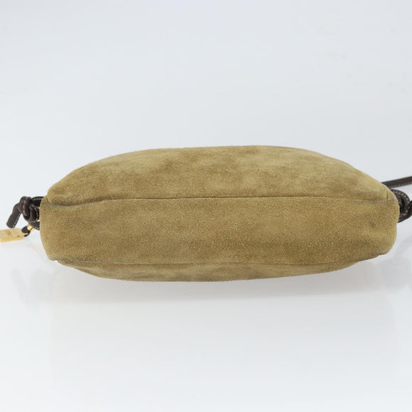 LOEWE Anagram Shoulder Bag Suede Beige Gold Auth 166706