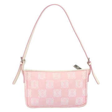 LOEWE Anagram Shoulder Bag Canvas Pink Silver Auth 166707 - 0