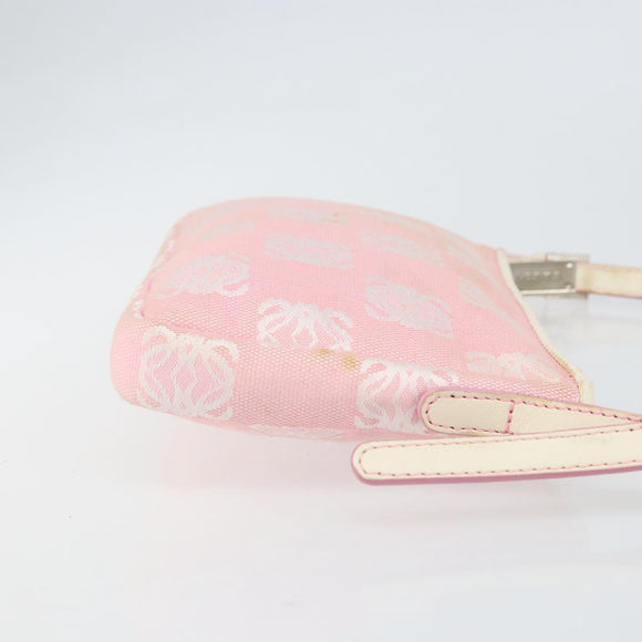 LOEWE Anagram Shoulder Bag Canvas Pink Silver Auth 166707