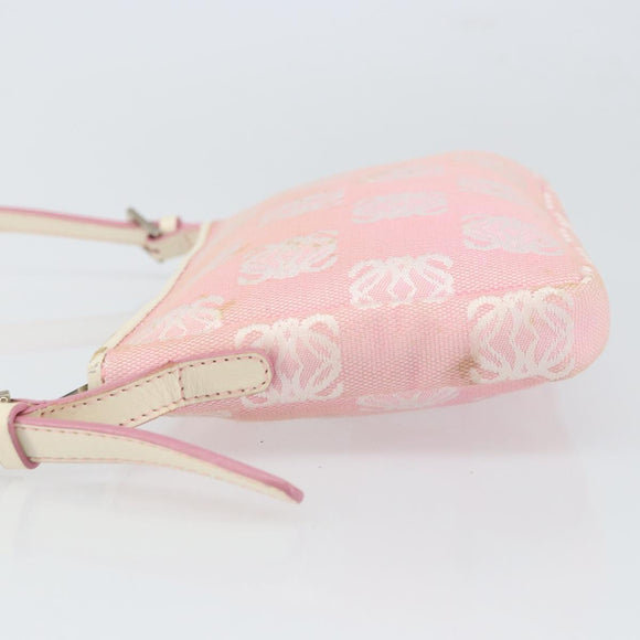 LOEWE Anagram Shoulder Bag Canvas Pink Silver Auth 166707