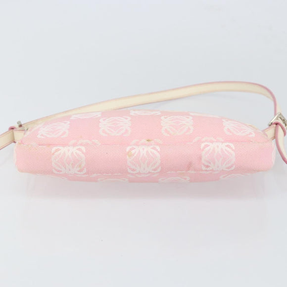LOEWE Anagram Shoulder Bag Canvas Pink Silver Auth 166707