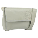 LOEWE Anagram Shoulder Bag Leather Gray Gold Auth 166708-1