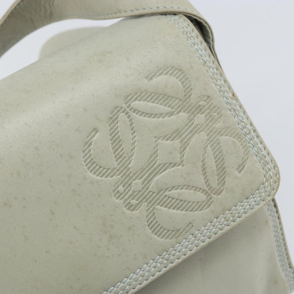 LOEWE Anagram Shoulder Bag Leather Gray Gold Auth 166708