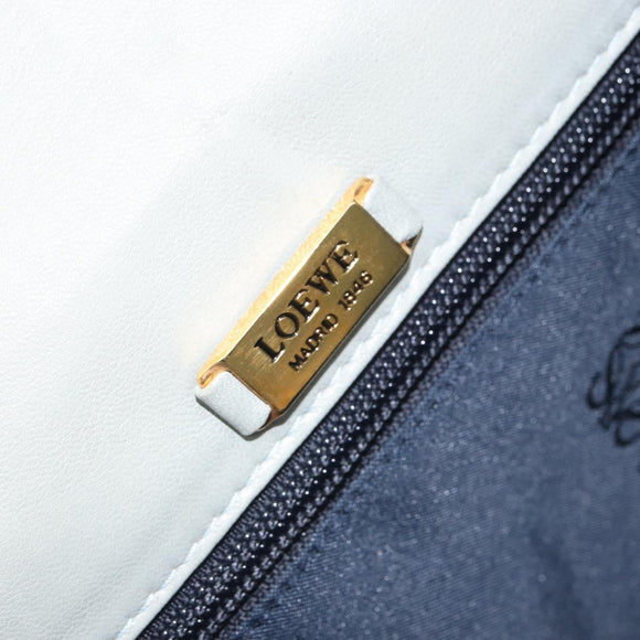 LOEWE Anagram Shoulder Bag Leather Gray Gold Auth 166708