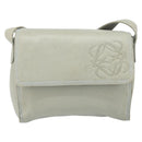 LOEWE Anagram Shoulder Bag Leather Gray Gold Auth 166708-13