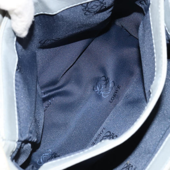 LOEWE Anagram Shoulder Bag Leather Gray Gold Auth 166708