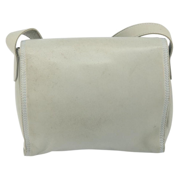 LOEWE Anagram Shoulder Bag Leather Gray Gold Auth 166708