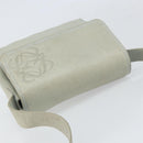 LOEWE Anagram Shoulder Bag Leather Gray Gold Auth 166708-6