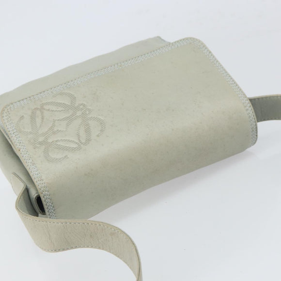 LOEWE Anagram Shoulder Bag Leather Gray Gold Auth 166708