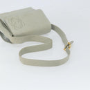 LOEWE Anagram Shoulder Bag Leather Gray Gold Auth 166708-7