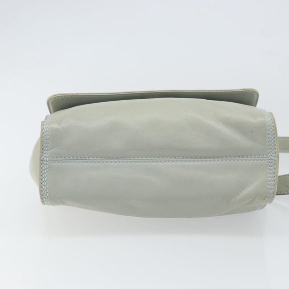 LOEWE Anagram Shoulder Bag Leather Gray Gold Auth 166708